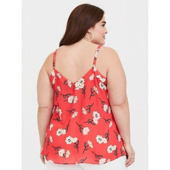 Torrid Sophi Georgette Swing Cami Tank Top Sz 3 Sleeveless Blouse Pink Floral - Picture 5 of 10